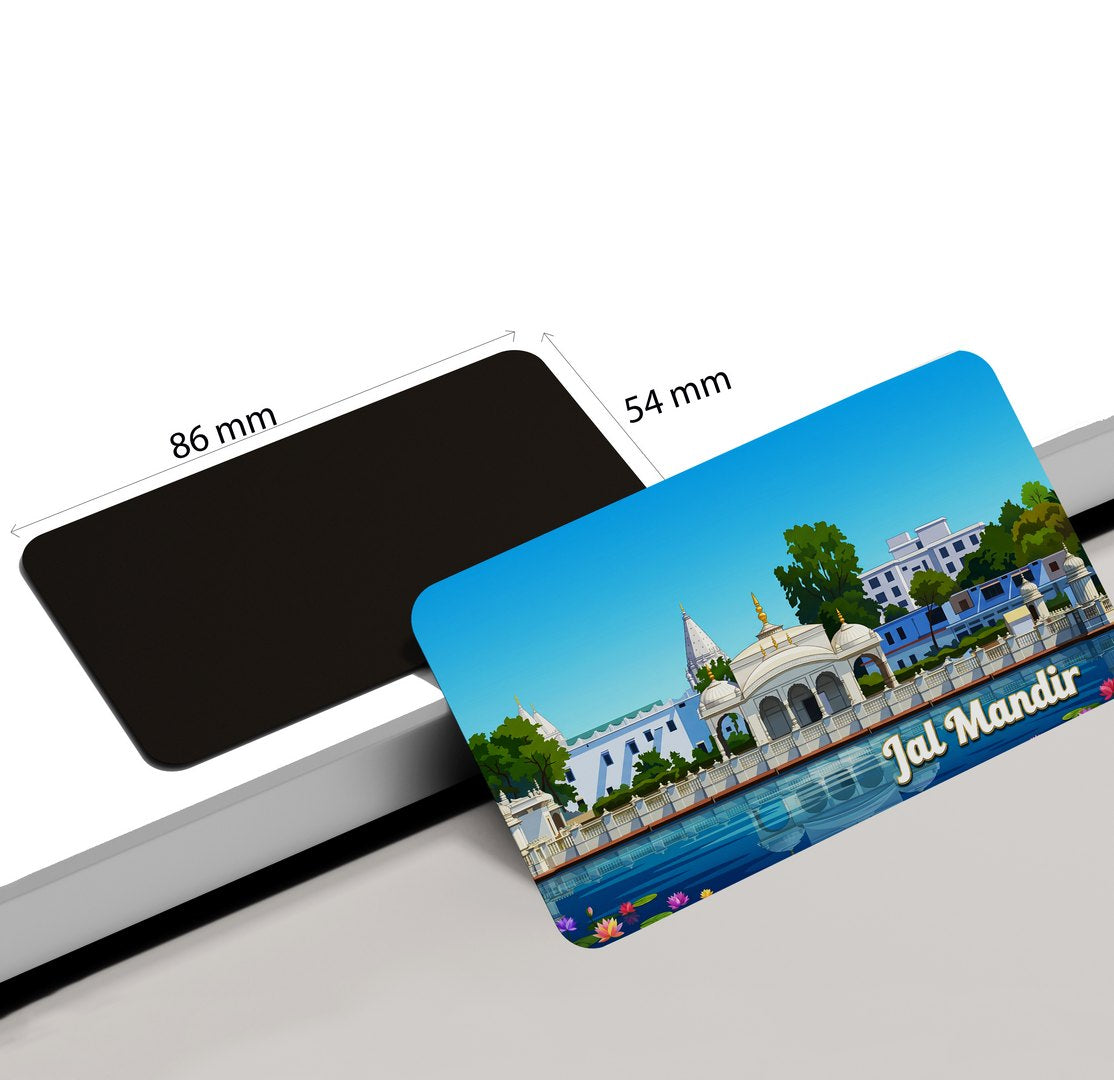 dhcrafts Rectangular Fridge Magnet Multicolor Bihar Jal Mandir Design Pack of 1 (8.6cm x 5.4cm)